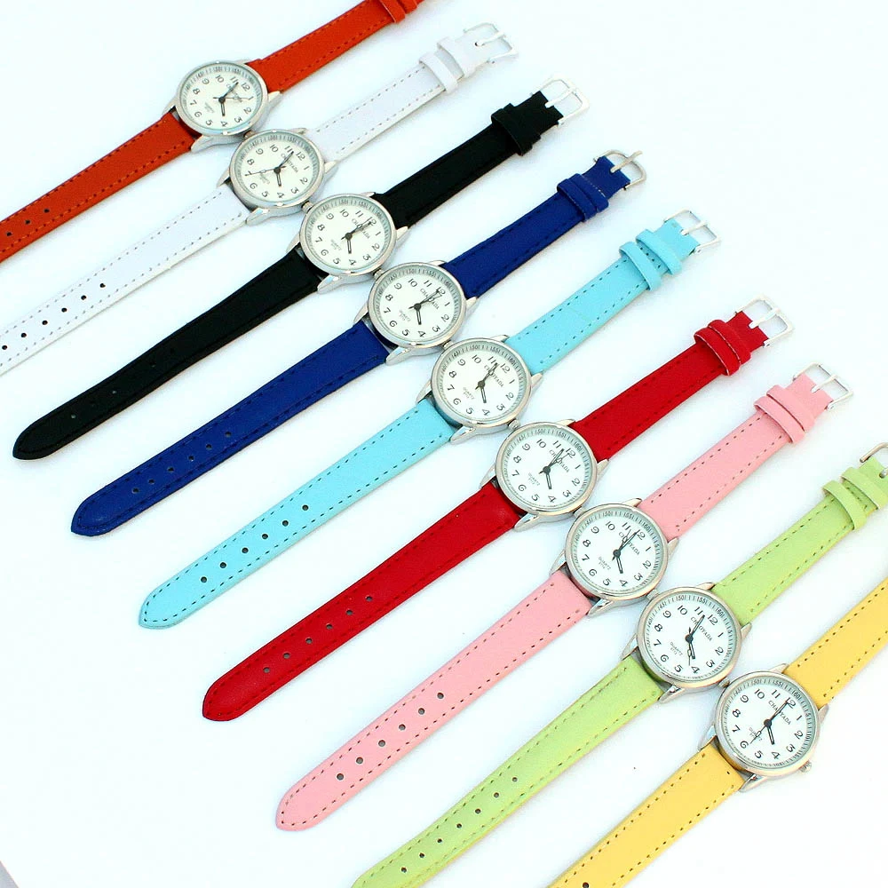 Chaoyada Kinderuhren für Mädchen mit Lederarmband Zeitlernuhr Kinder 4