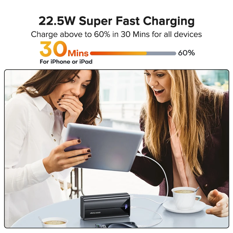 Large 30000mAh Power Bank with Built-in Cable 3