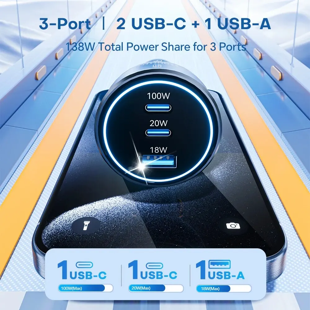 ASOMETECH 138W Autoladegerät USB Typ C GaN Ladegerät 3