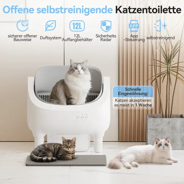 Devoko Selbstreinigende Katzentoilette mit Geruchskontrolle und Geräuscharmem Geeignet 2
