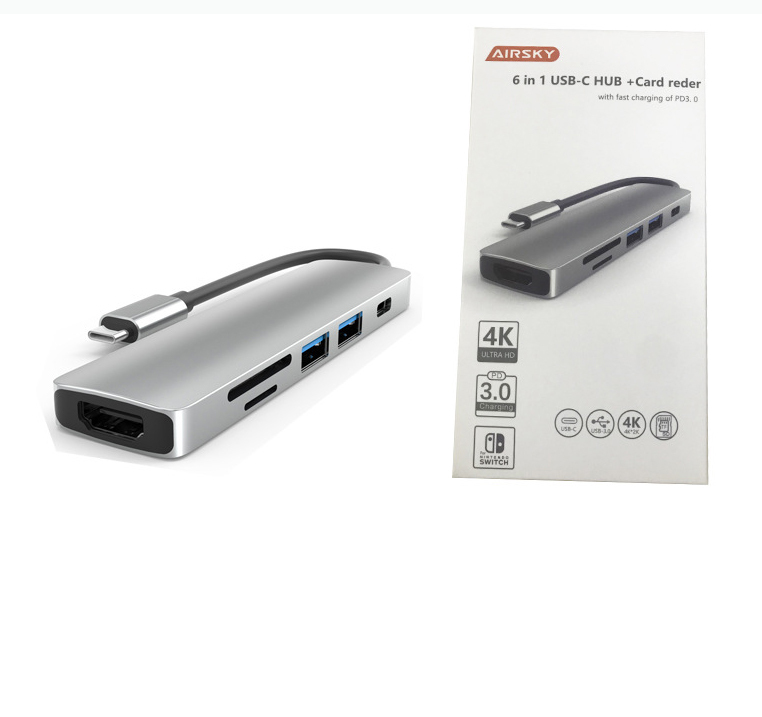 6-in-1 USB-C Hub with Card Reader 3