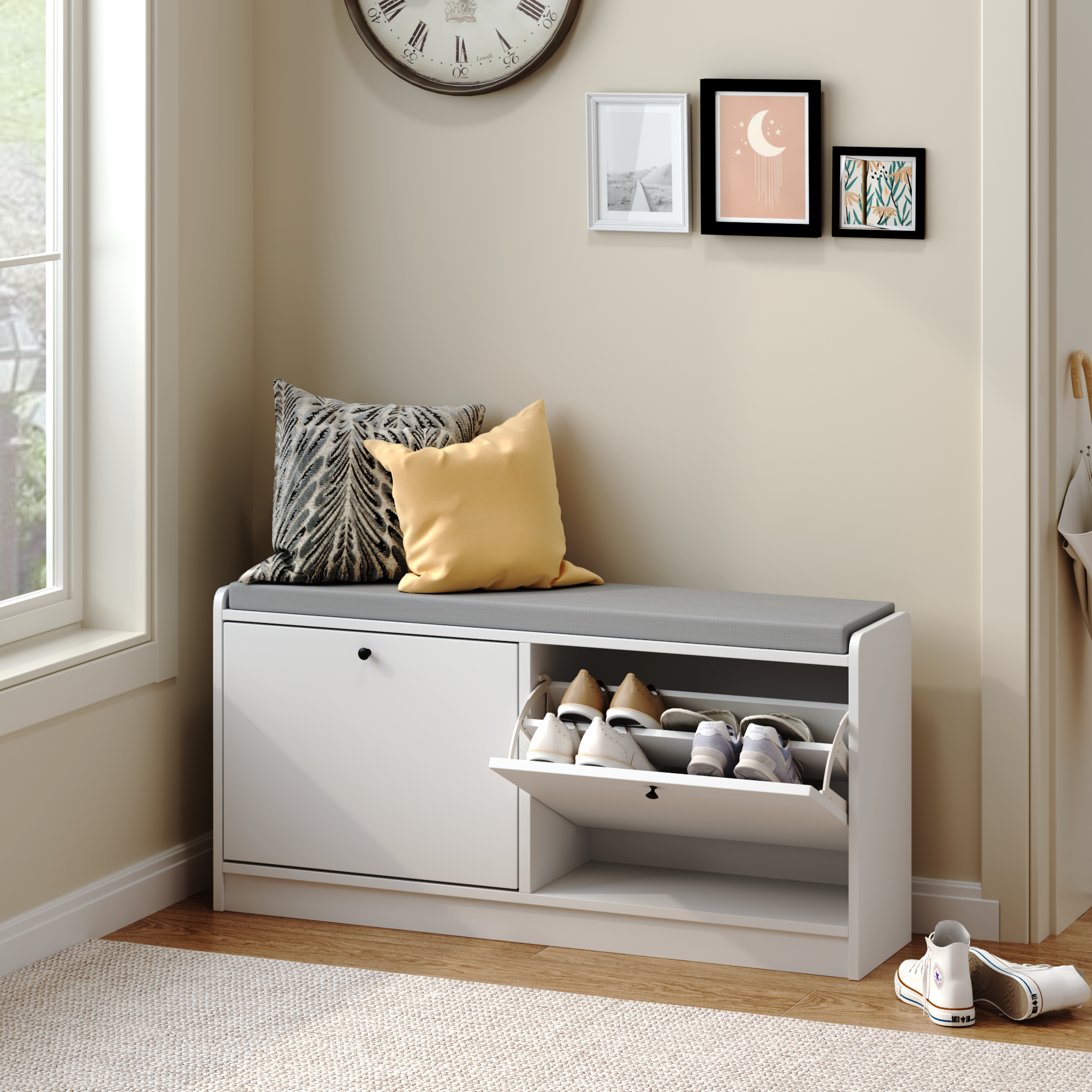 Shoe Storage Bench With Cushion