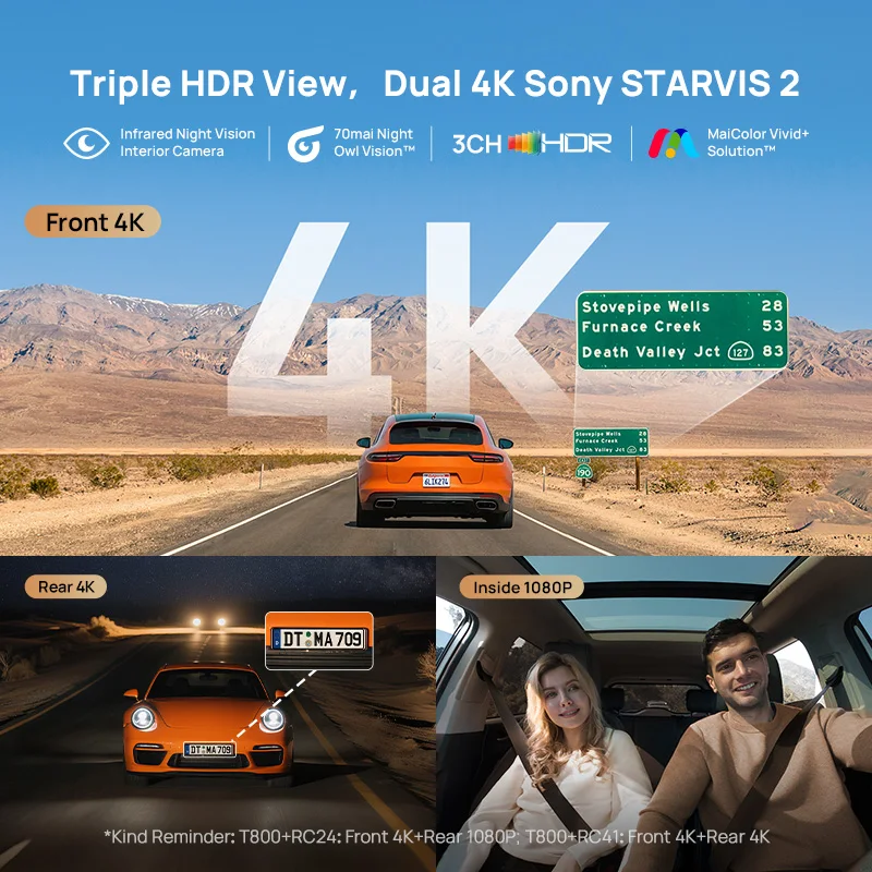 70mai 4K T800 3-Kanal-Dashcam Front- Rück- und Innenkamera 2