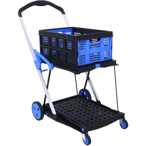 Foldable Utility Cart Multi-purpose Functional Shopping 2 Tiers