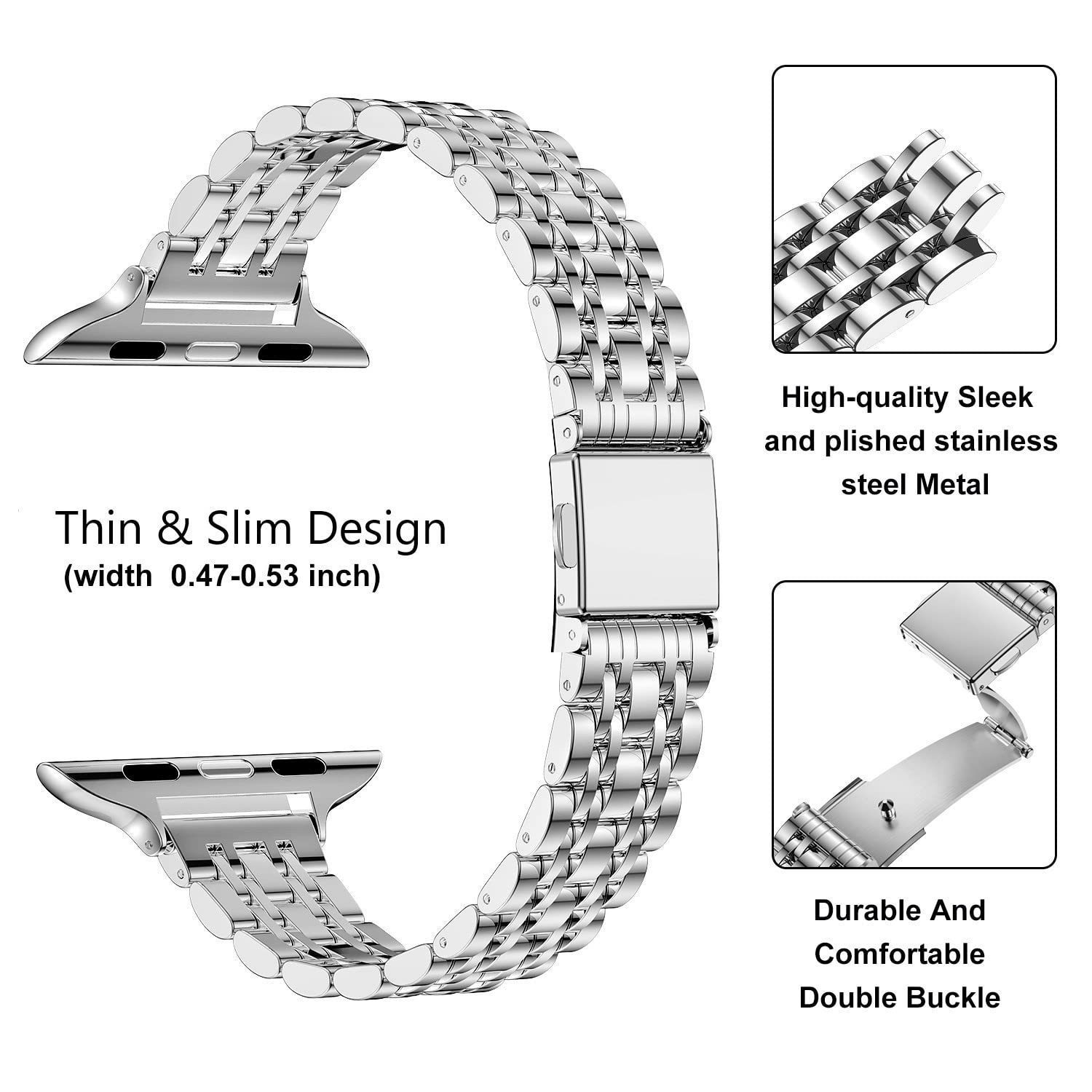 Slim Stainless Steel Chain Smartwatch Strap 4