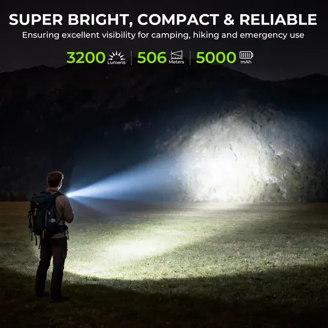 Wiederaufladbare EDC-Taschenlampe mit 3200 Lumen 3