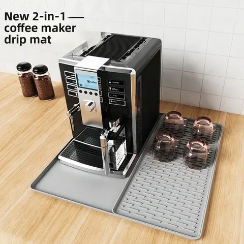 Silikon-Kaffeemaschinenmatte Rutschfeste Abtropfmatte für Kaffeetassen Heißluftfritteuse Arbeitsplatte Tropfmatte