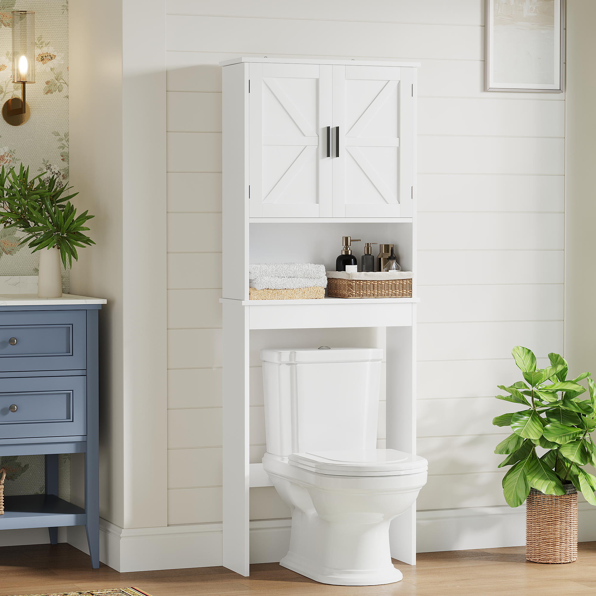 Platzsparender Toilettenschrank mit Türen
