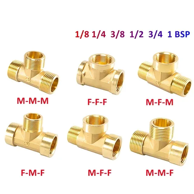 Pneumatic Brass T-Fitting with BSP Thread 1