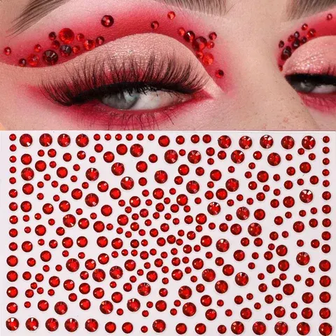 1 Stück 3D Rote Edelsteine Gesicht Auge Tattoos