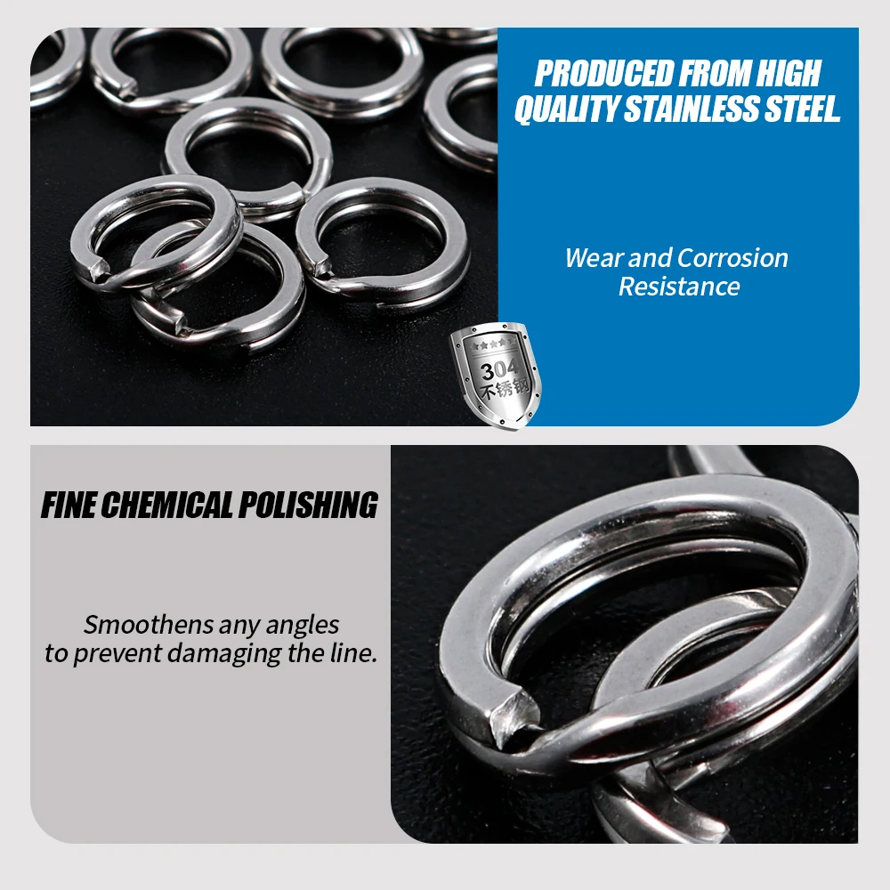 JIGGING PRO Edelstahl Split Ringe Angeln Anschlüsse Snap 3