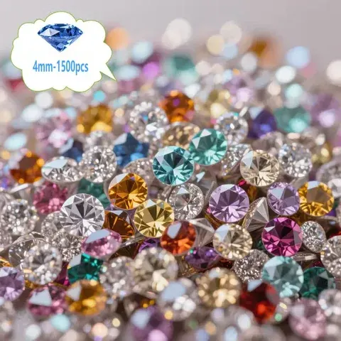 1500 Pcs 4–6 mm Acrylic Diamond Gems for Crafts