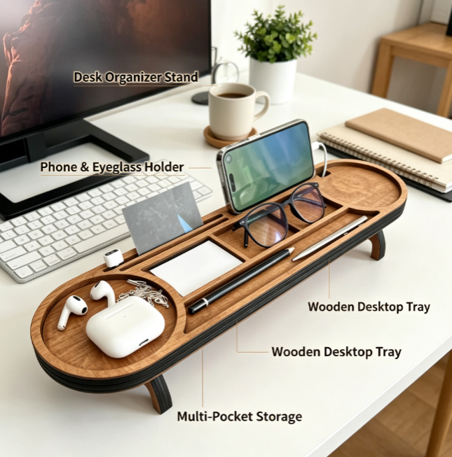 Multifunctional Wooden Desk Organizer for Office 3
