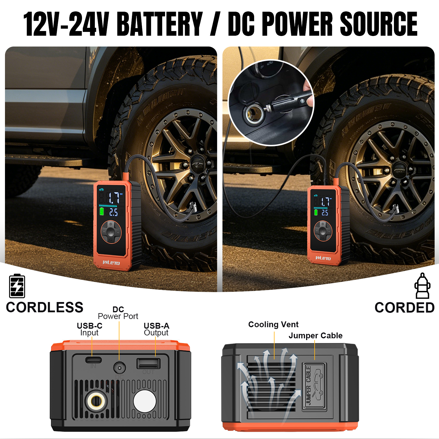 Car Jump Starter with 150 PSI Air Pump 4