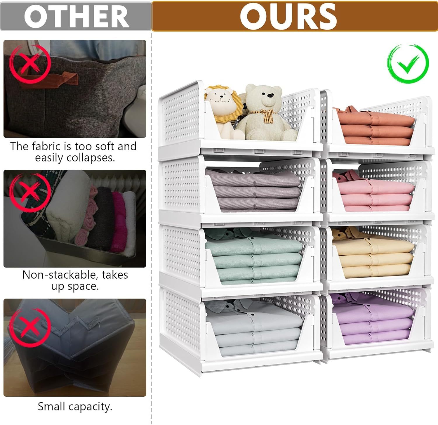 Stackable Foldable Plastic Storage Baskets 4