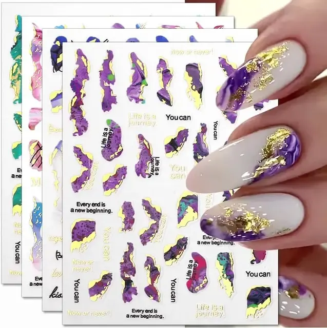 3D Bronzing Marble Nail Stickers 1