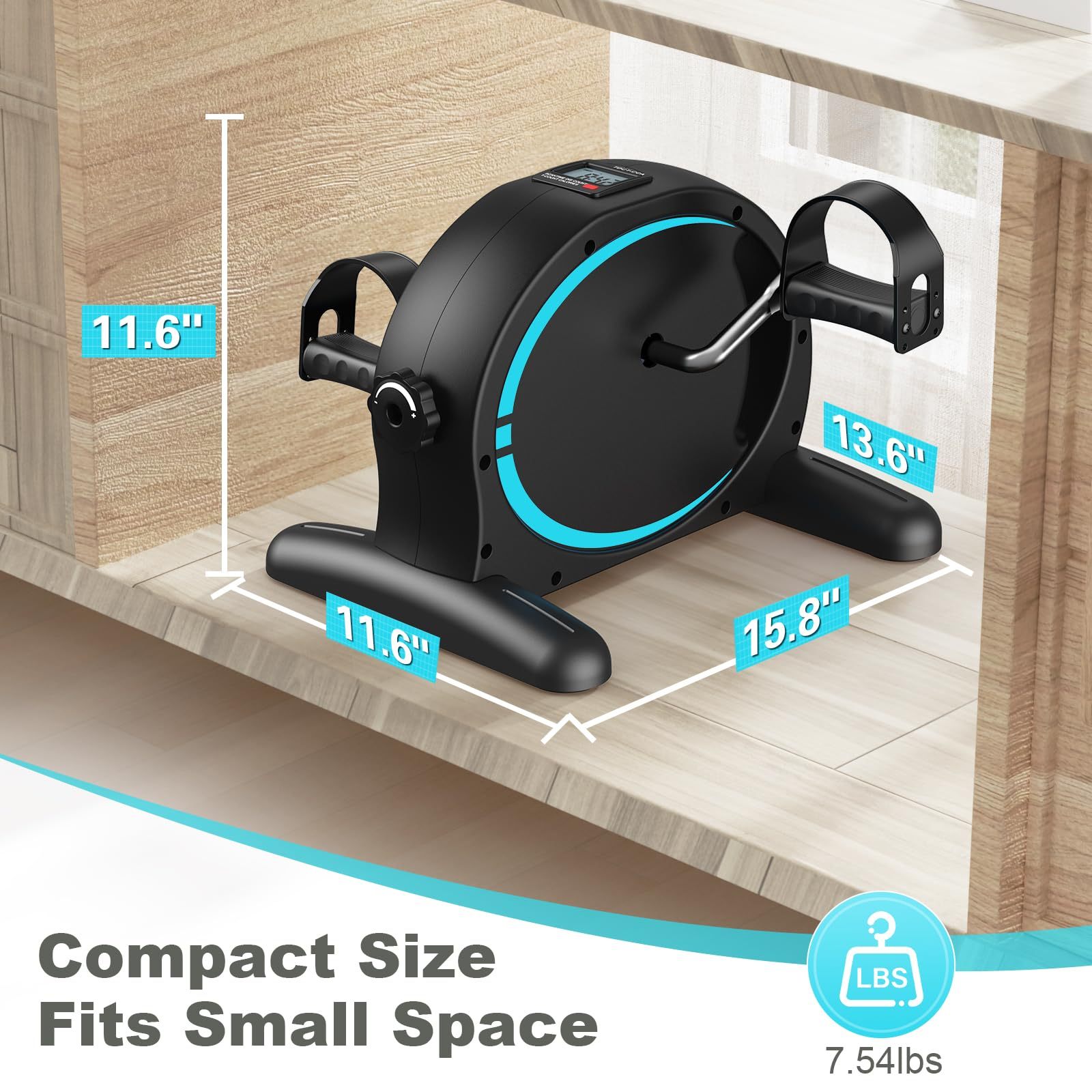 Mini Pedal Exerciser Adjustable Resistance Home Office Workout 4