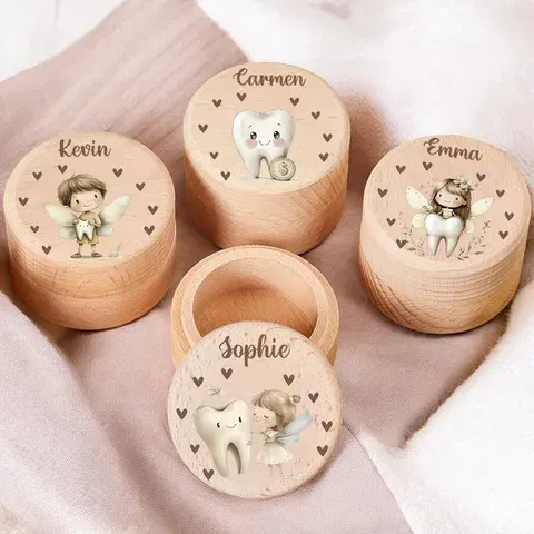 Personalisierte Benutzerdefinierte Name Holz Zahn Box Andenken Nabelschnur