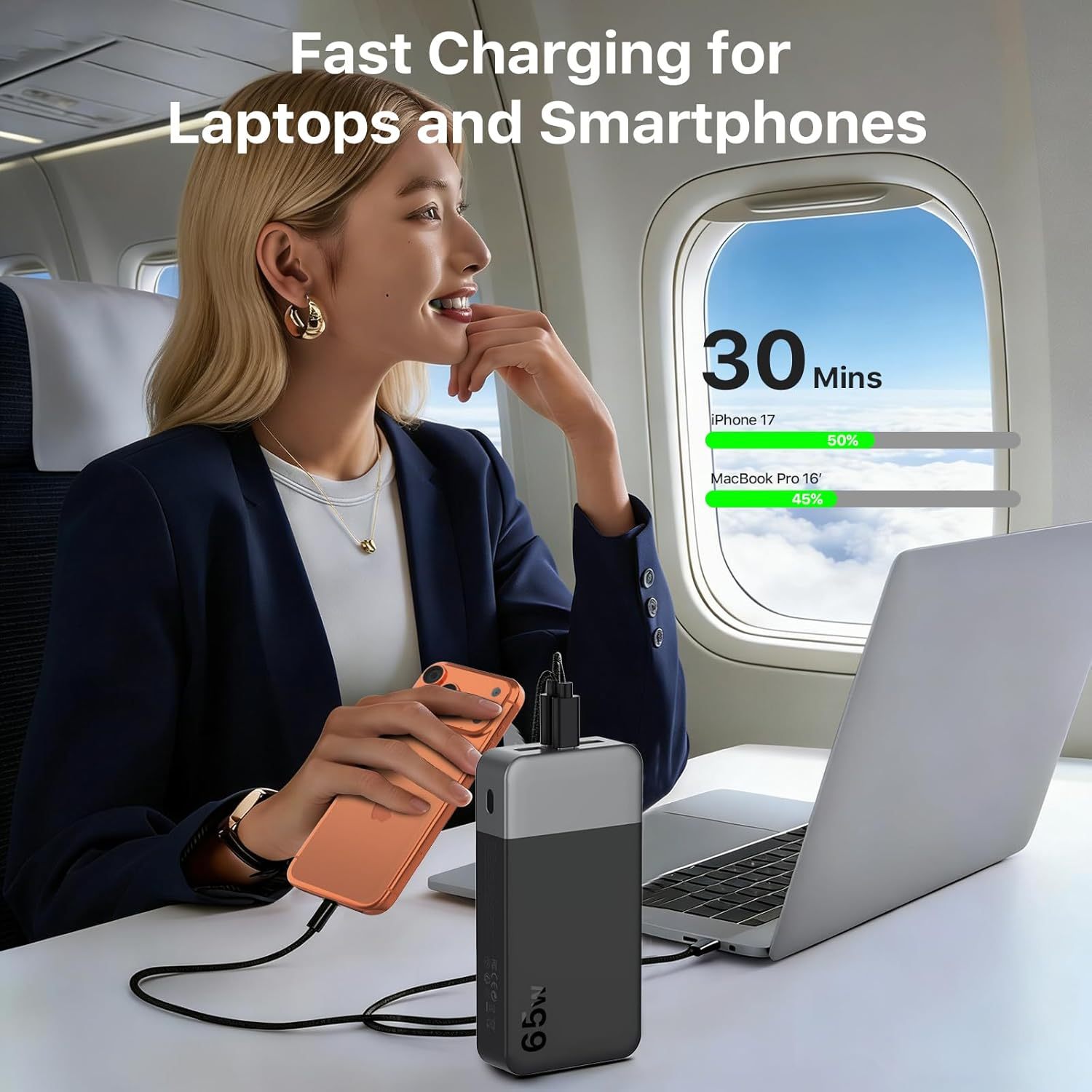 65W Laptop Power Bank 20000mAh Digital Display