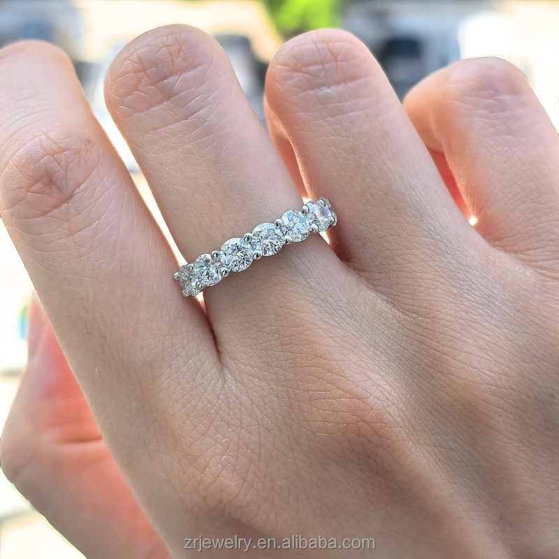 14K Gold Round Lab Diamond Eternity Ring 4