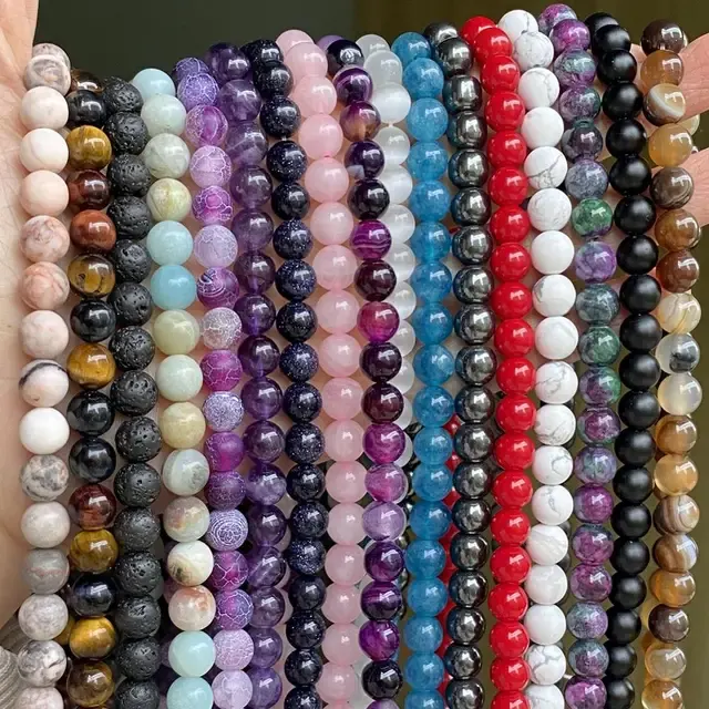Natural Stone Spacer Beads, Tiger Eye and Agate, DIY 2