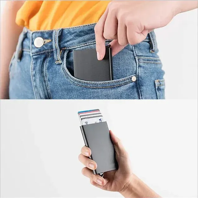 RFID Geschäfts-Kreditkartenhalter Metall Herren Damen Geldbörse Kleine Visitenkarten-Bankkartenhülle 3