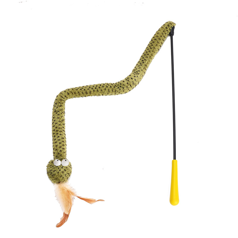 Snake-Shaped Feather Teaser Wand for Cats