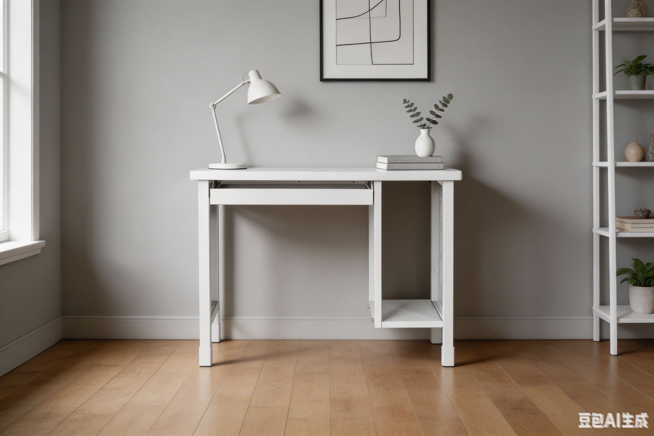 Living Room White Modern Foldable Computer Desk With 3