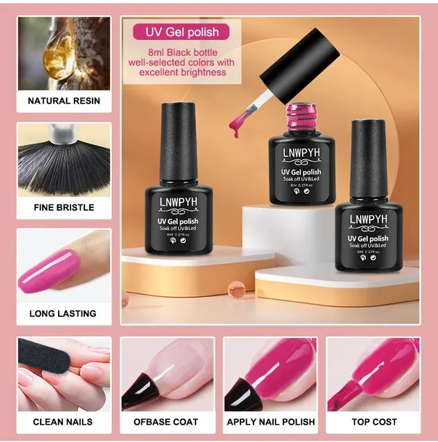 Gel Nail Polish Set with UV Lamp 4