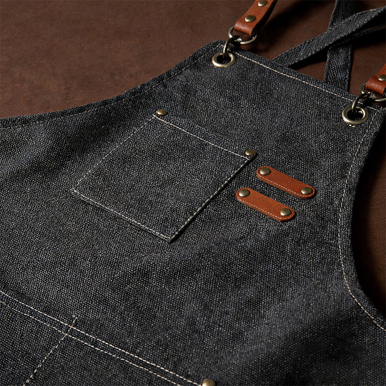 Canvas Chef Apron with Leather Straps 3