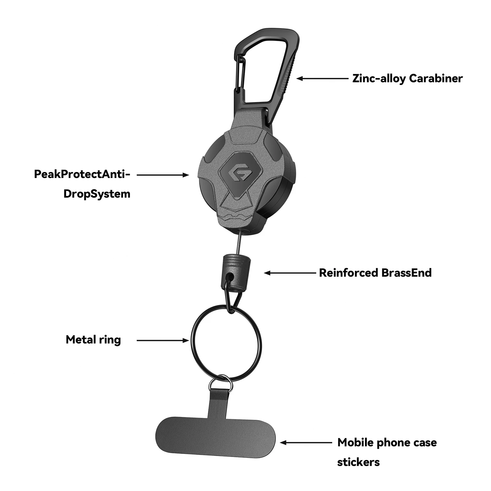 Einziehbarer Schlüsselanhänger mit Telefonclip