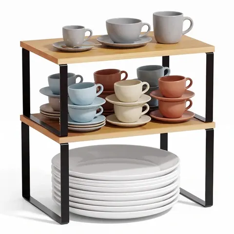 Küchenthekenregale Gewürzregal 2er-Set Stapelbares Schrank-Organizer-Regal Erweiterbare Küchenregale Organizer