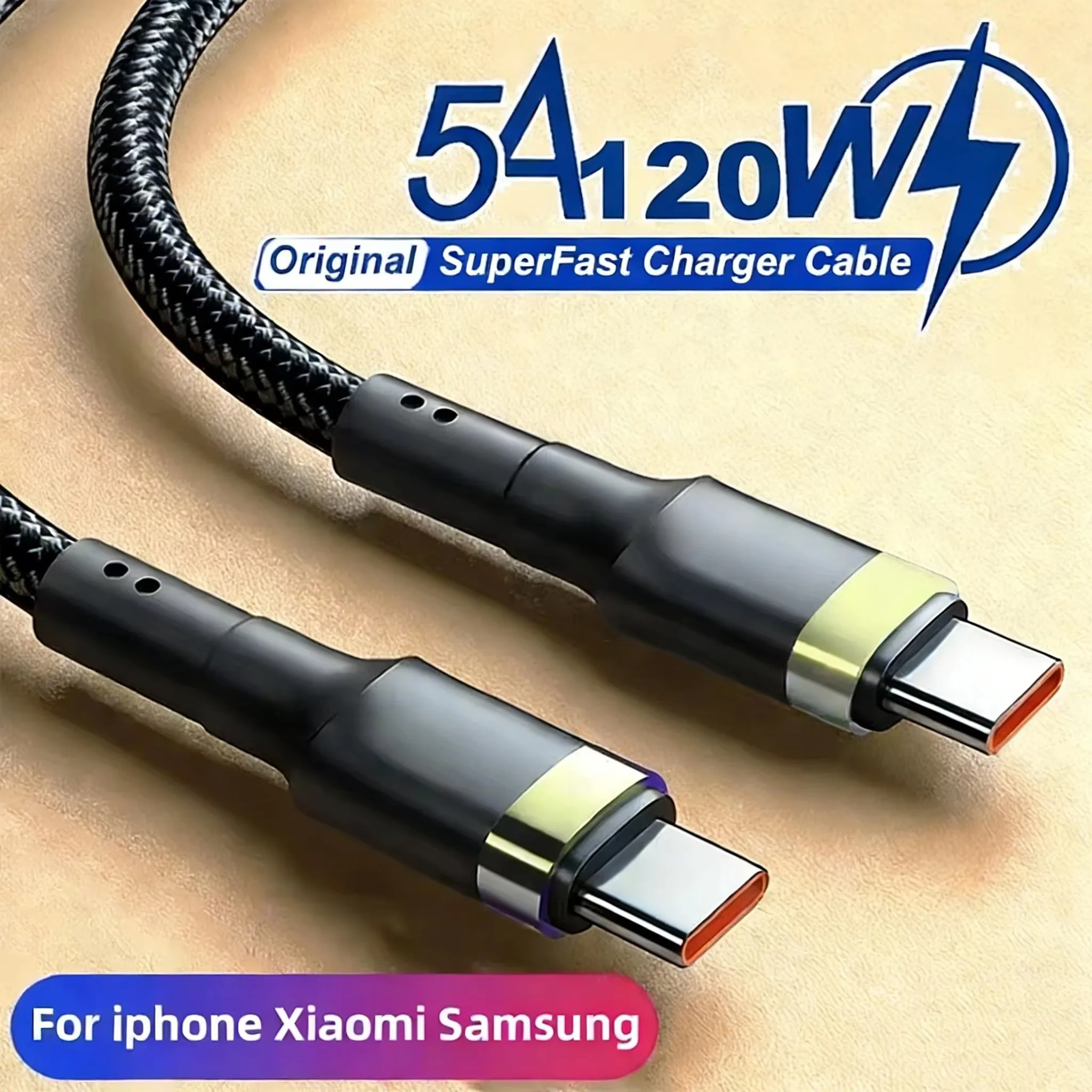 120W Schnellladekabel PD Schnellladung Hochwertiges USB-C-auf-USB-Typ-C-Kabel für iPhone 2