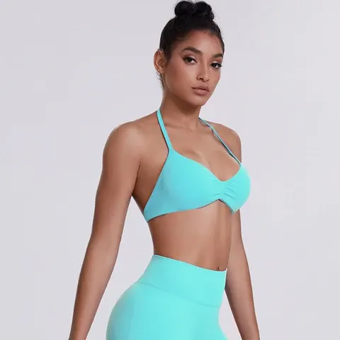 Breathable Women's Backless Halter Yoga Bra