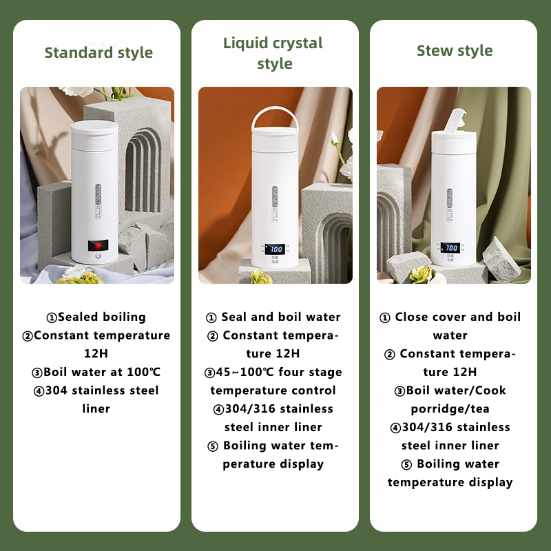 500ml Portable Heated Water Bottle Electric Cup Kettle 4