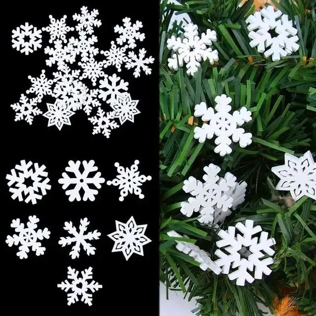 50/100 Pcs Wooden Christmas Snowflake Ornaments 3