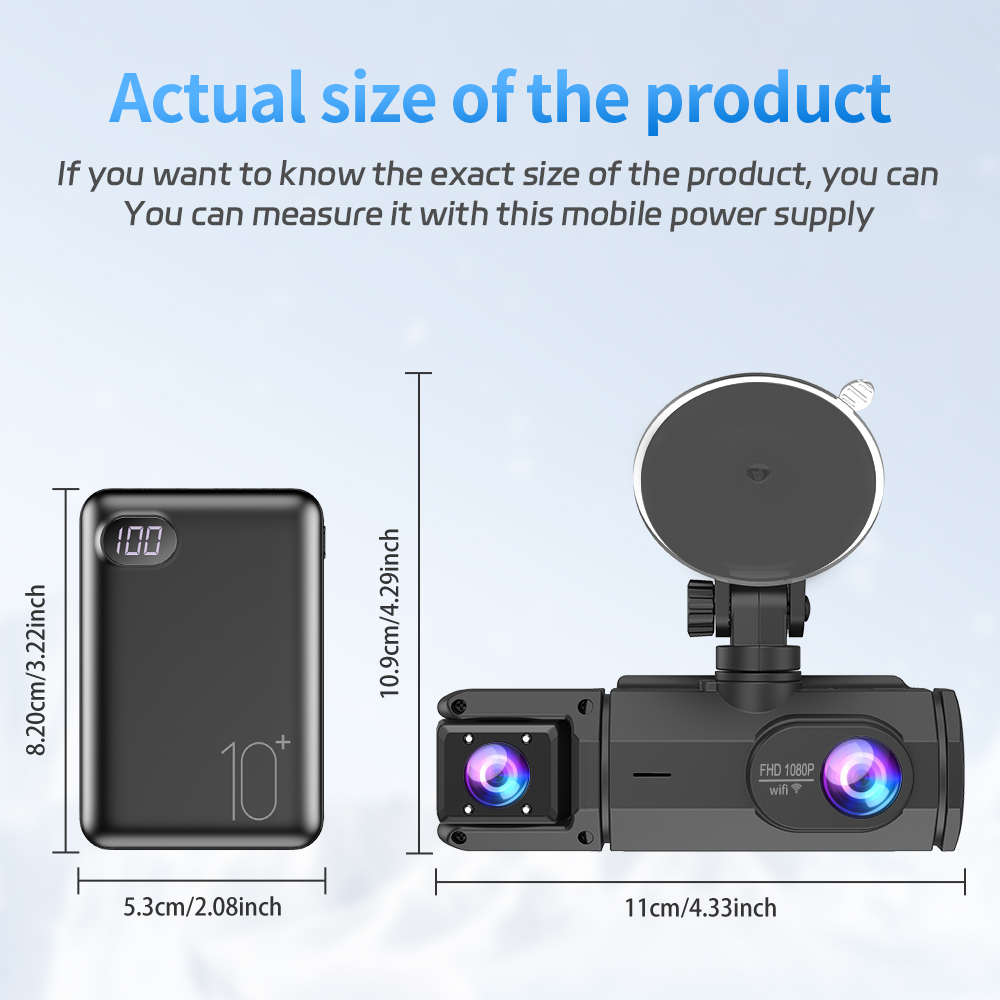 Full Hd 1080P 3 Lens Camera Dashcam Wifi 4