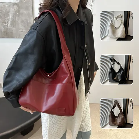 Vintage PU Leather Hobo Bag