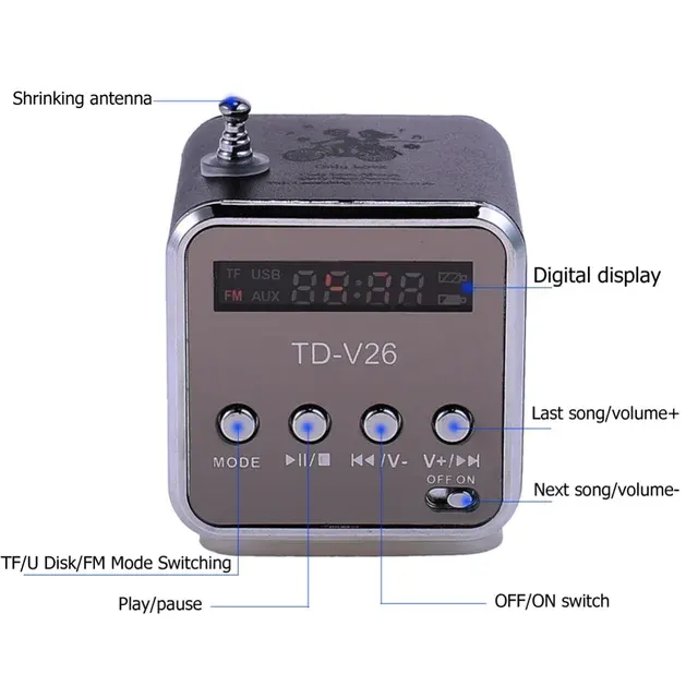 Portable Mini Bluetooth Speaker with Radio 3