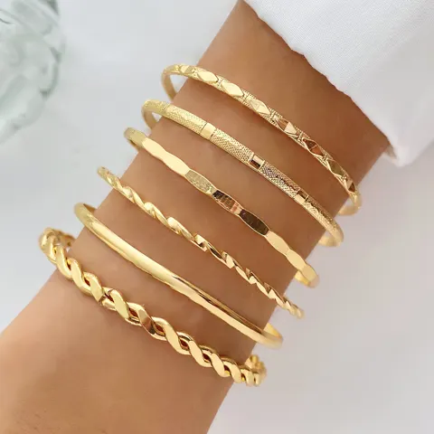 Bohemian Gold Metal Chain Bracelet Set