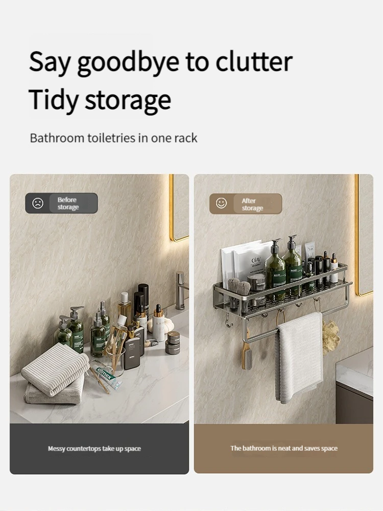 Badezimmerregal Toilettenregal Aluminium Hängeregal Badezimmer-Organizer Wandmontage 2