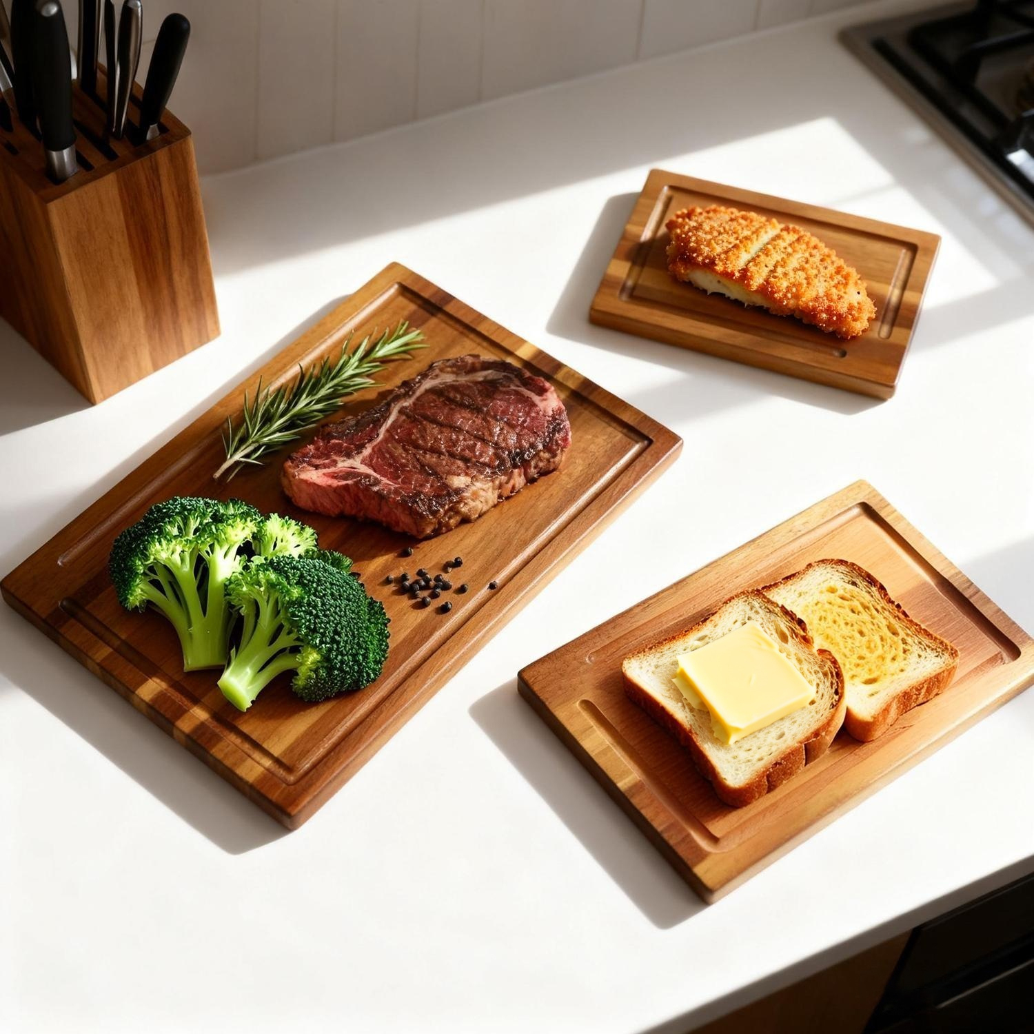 Wooden Chopping Board Set with Rack 3