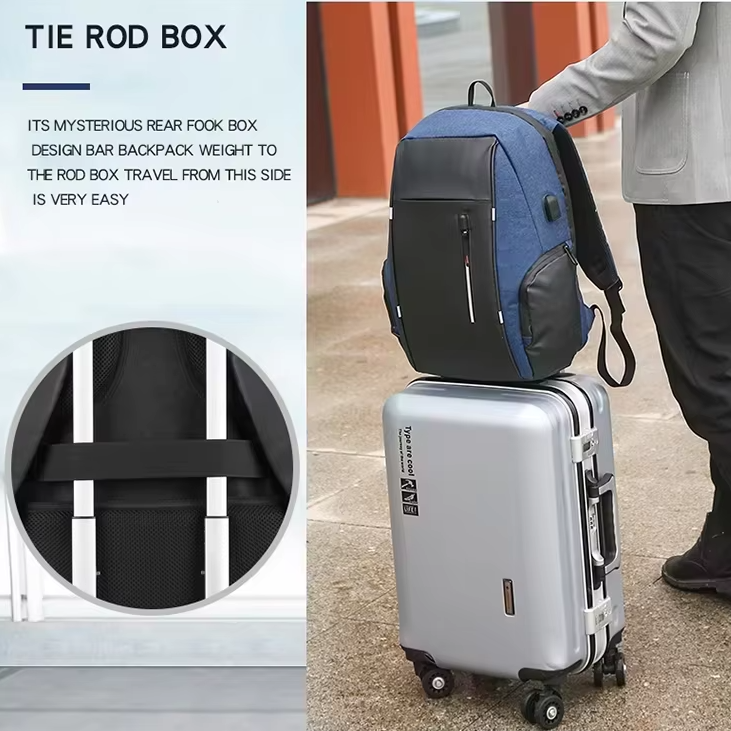 Waterproof Business Laptop Backpack USB Port 4