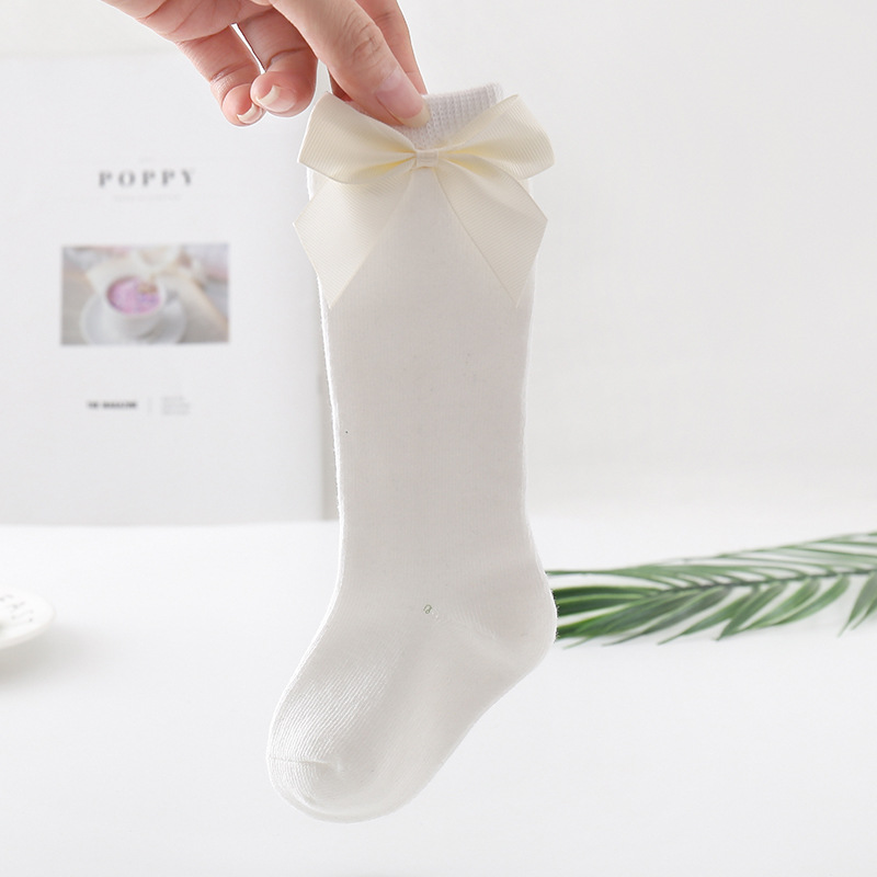 Children'S Tube Socks Pure Cotton White Baby Bow
