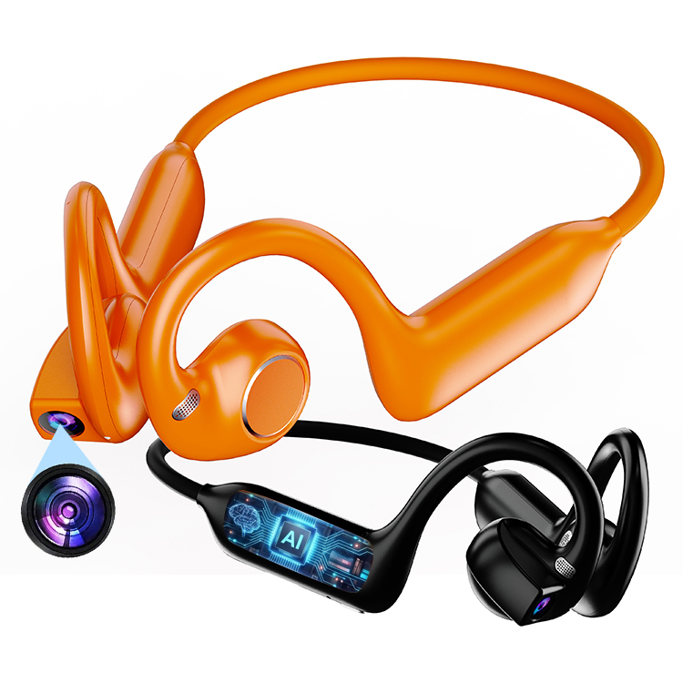 Wireless Open Ear Bone Conduction Headphones With Camera