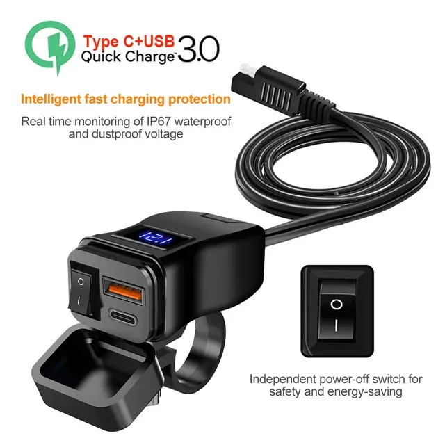 60W Waterproof Motorcycle USB Charger 4