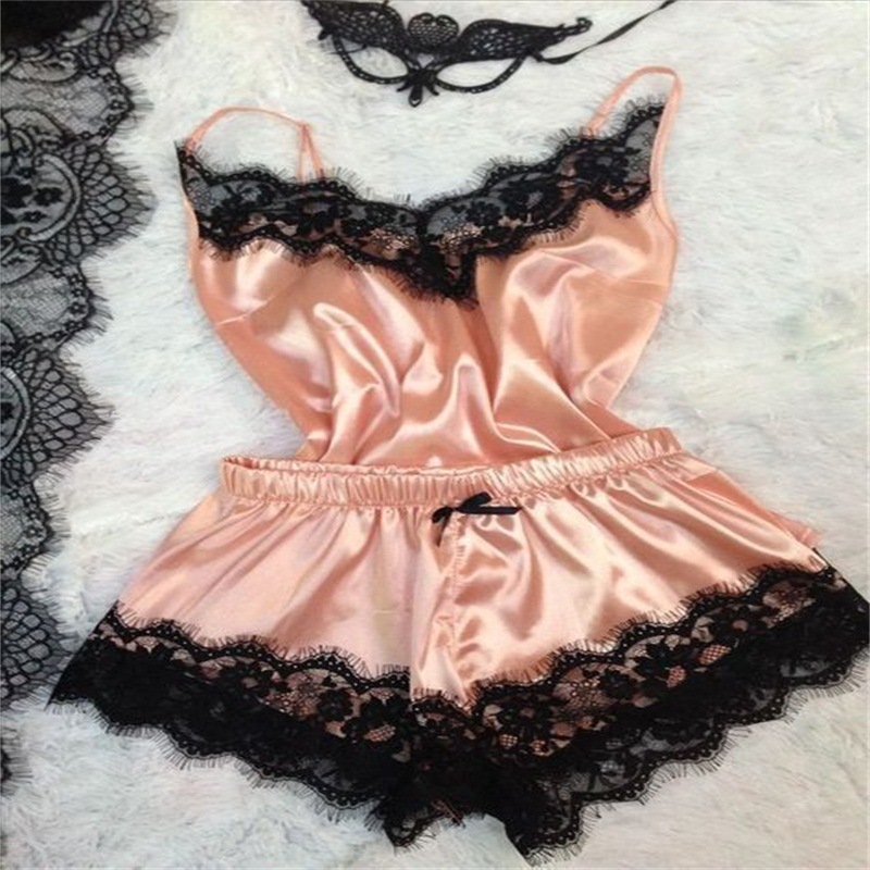 Women's Lace Satin Breathable Nightwear Set