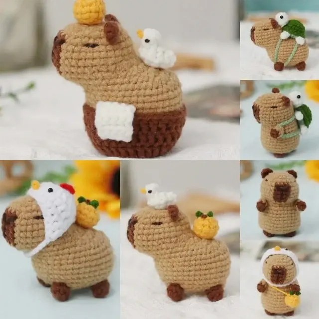 Capybara-Häkelset Niedliches Tier-Häkelset Weihnachtsgeschenk Häkelset für Anfänger Bastelliebhaber 2