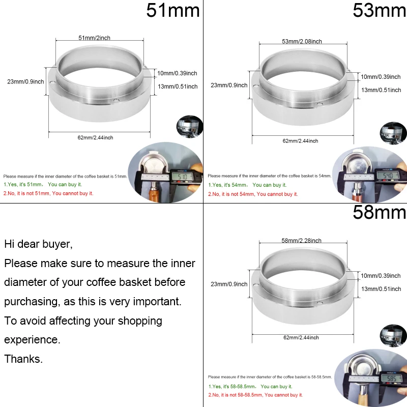 Aluminum Espresso Dosing Ring 51-58mm 2