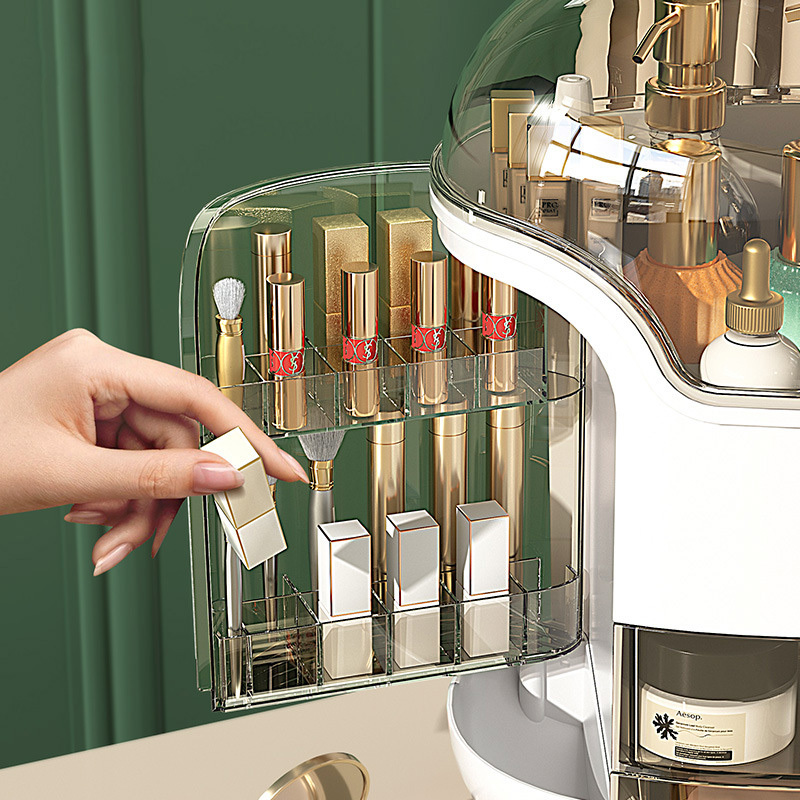 Clear Makeup Organizer With Lid Large Capacity Dustproof 4